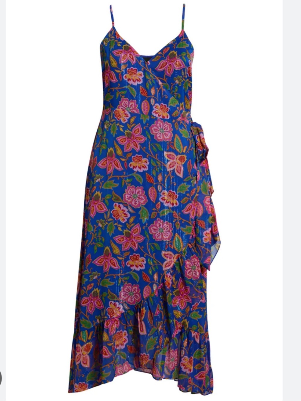 Sugarlips Wendey Metallic Floral Wrap Maxi Dress